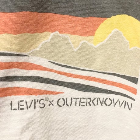 LEVI'S WELLTHREAD × OUTERKNOWN コラボレーション半袖プリントTシャツ ホワイト Mサイズ