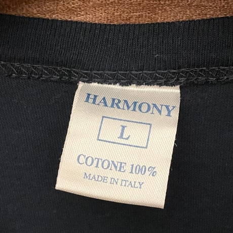 MADE IN ITALY製 HARMONY CAPRI ITALIA 刺繍入りVネックTシャツ ネイビー Lサイズ