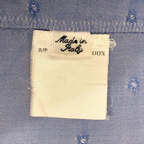 【BARNEYS NEWYORK 取り扱い】 MADE IN ITALY製 Finamore 小紋柄 長袖シャンブレーシャツ サックスブルー Sサイズ