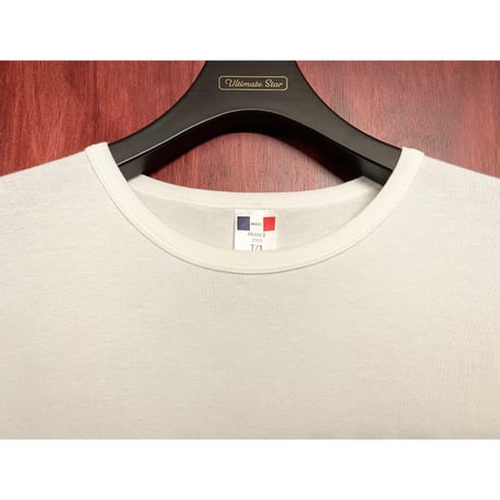 MADE IN FRANCE製 BANDOL RIB COTTON MILITARY CREW TEE クルーネックTシャツ ホワイト T/1サイズ