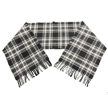 MADE IN UNITED KINGDOM製 SCOTTISH TRADITION チェック柄ウールアンゴラマフラー ブラック×ホワイト