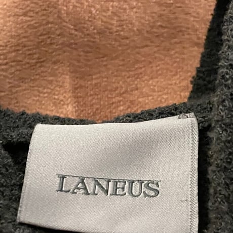MADE IN ITALY製 LANEUS プルオーバーパイルニットパーカー ブラック 48サイズ