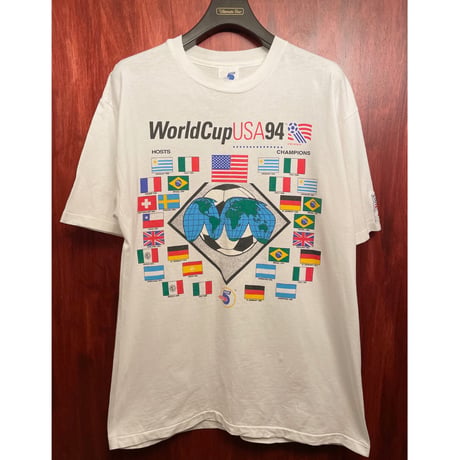 激レア MADE IN USA製 90s 公式ライセンス品 HIGH5 1994 FIFA WORLD CUP USA Hanes HEAVYWEIGHTボディ プリントTシャツ Lサイズ