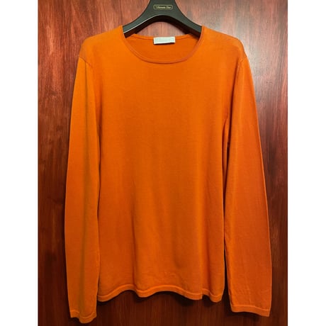 MADE IN ITALY製 Cruciani クルーネックコットンセーター オレンジ 48サイズ