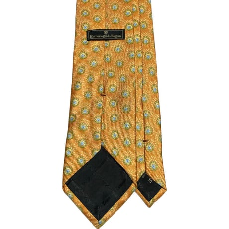 ▲訳あり商品▲ MADE IN ITALY製 Ermenegildo Zegna 小紋柄シルクネクタイ オレンジ