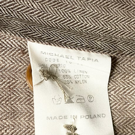 ▲訳あり商品▲ MADE IN POLAND製 MICHAEL TAPIA リネンテーラードジャケット ブラウン XSサイズ