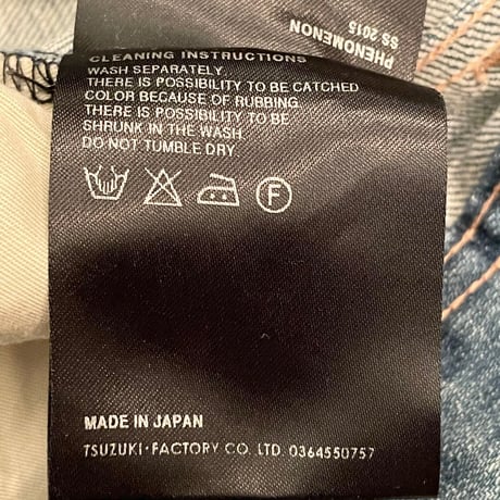 MADE IN JAPAN製 PHENOMENON 2015年SSモデル ストレッチダメージデニムパンツ ライトインディゴ W30サイズ