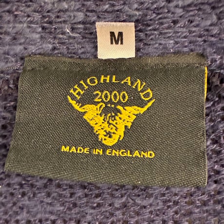 MADE IN ENGLAND製 HIGHLAND2000 リネンコットン ニットカーディガン ネイビー Mサイズ
