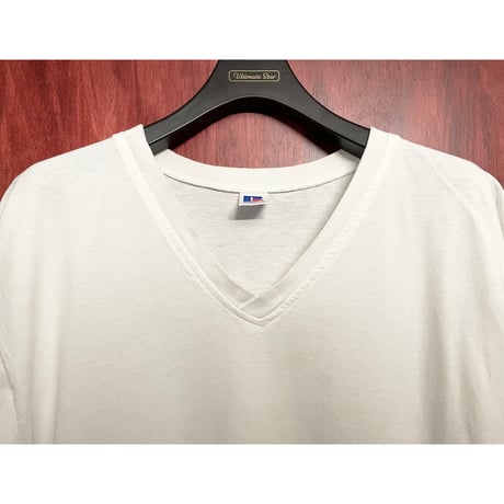 MADE IN USA製 RUSSELL ATHLETIC VネックTシャツ ホワイト Mサイズ