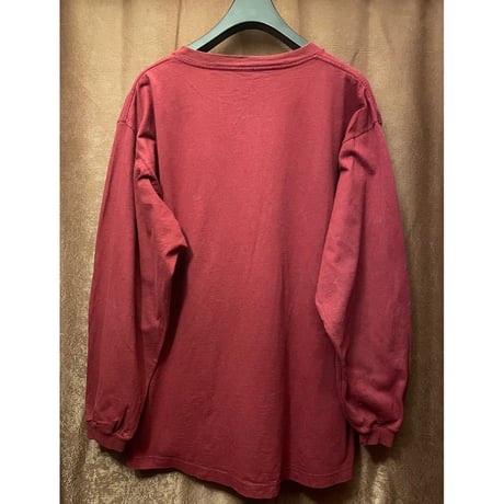 MADE IN USA製 Windridge MERVYNS ポケット付き長袖カットソー バーガンディ Lサイズ