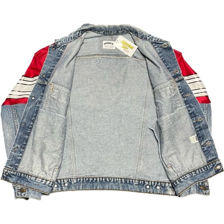 Awesome Boy × ichiryu made REMAKE NFL DENIM JACKET ライトインディゴ×レッド M-Lサイズ