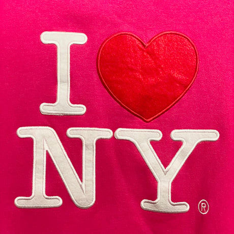 I LOVE NEW YORK ワッペン付きプルオーバーパーカー ピンク Mサイズ