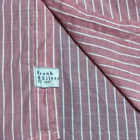 【サザビーリーグ取り扱い】MADE IN USA製 Frank & Eileen 長袖ストライプ柄シャツ ピンク Sサイズ