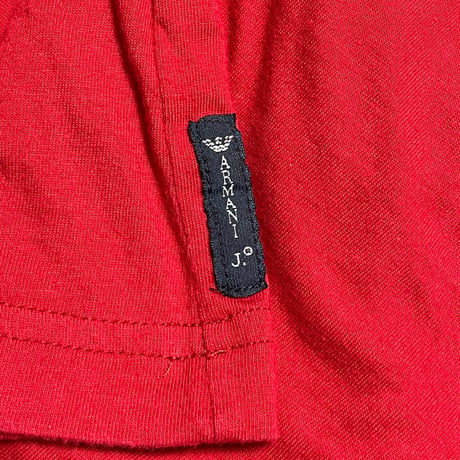 ARMANI JEANS 長袖プリントTシャツ レッド XLサイズ