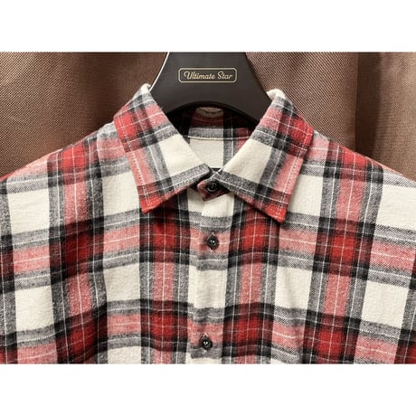 MADE IN ITALY製 DSQUARED2 チェック柄 長袖フランネルシャツ レッド×ホワイト×ブラック 36サイズ