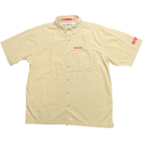 ECKŌ complex バックプリント半袖ワークシャツ ベージュ Lサイズ