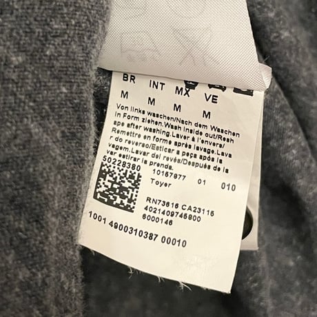 BOSS ORANGE カーディガンデザイン長袖ヘンリーネックTシャツ チャコールグレー Mサイズ