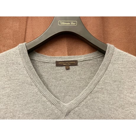 MADE IN ITALY製 SIMONE DELLANNA Vネックメリノウールセーター グレー Lサイズ