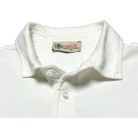 MADE IN ITALY製 LUIGI BORRELLI LUXURY VINTAGE 鹿の子長袖ポロシャツ ホワイト 48サイズ