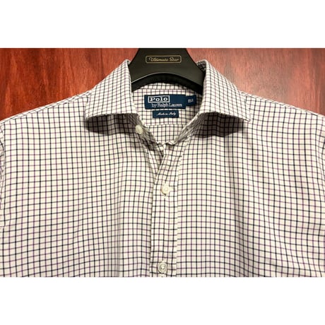 レア MADE IN ITALY製 Polo by Ralph Lauren CIT製 ブロックチェック柄 長袖シャツ マルチカラー 15-1/2サイズ