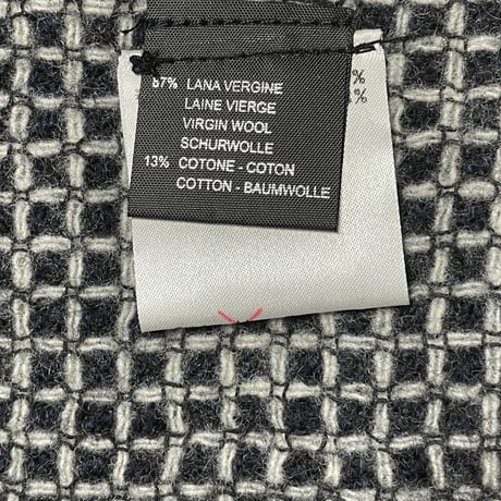 MADE IN ITALY製 BARNEYS NEWYORK ヴァージンウールコットンマフラー ネイビー×グレー