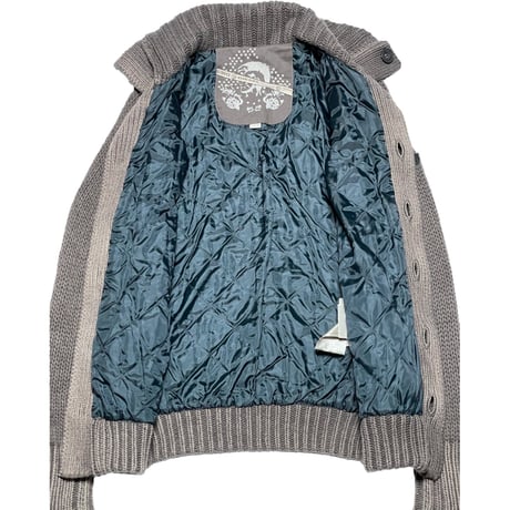 DIESEL 裏キルティング加工ケーブルニットカーディガン グレー XSサイズ
