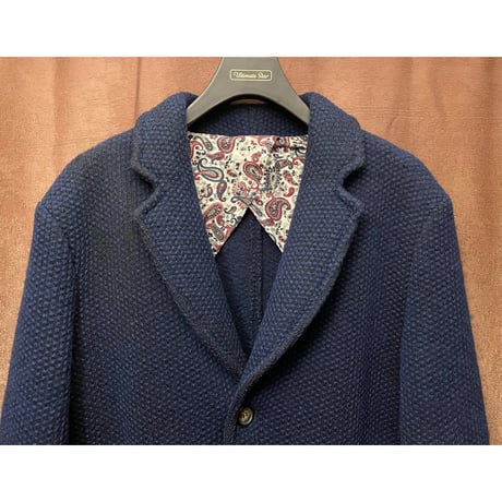 ▲訳あり商品▲ MADE IN ITALY製 G-Stage ニットチェスターコート ネイビー 48サイズ