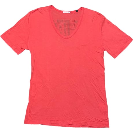 MADE IN USA製 ALEX B バックプリント半袖UネックTシャツ オレンジ Sサイズ