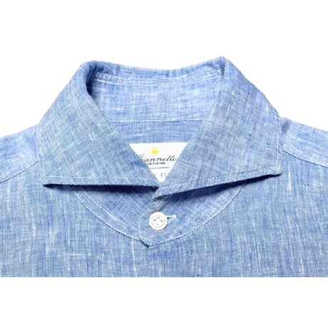 MADE IN ITALY製 giannetto VINCI FIT 長袖リネンシャツ サックス 38/15サイズ
