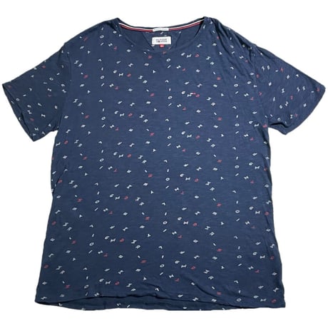 HILFIGER DENIM 総柄Tシャツ ネイビー Lサイズ