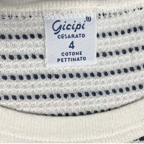 MADE IN ITALY製 gicipi 長袖ボーダーサーマル ホワイト 4/Mサイズ