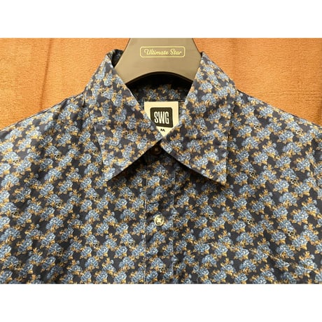 MADE IN JAPAN製 SWAGGER 長袖総柄シャツ ネイビー Mサイズ