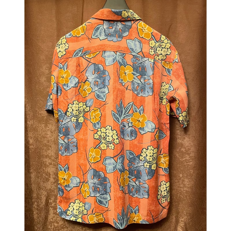 新品】Nissy naptime. 花柄シャツ 半袖シャツ 総柄 オレンジ S