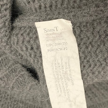 MADE IN ITALY製 90s SIMINT S.P.A製 ARMANI JEANS ヘンリーネックアルパカウールセーター グレー Sサイズ