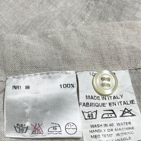 MADE IN ITALY製 BARNEYS NEWYORK 長袖リネンシャツ アイボリー XLサイズ