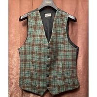 MADE IN ITALY製 Bevilacqua チェック柄ウールジレベスト グリーン Lサイズ