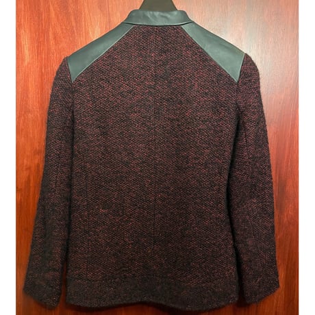 MADE IN ROMANIA製 COMPTOIR DES COTONNIERS ラムレザー切り替えライダースジャケット レッド×ブラック 34サイズ