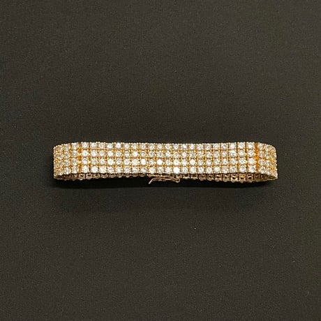 シルバー925製 ゴールドコーティング ジルコニアブレスレット ゴールド 幅1.4cm×21cm