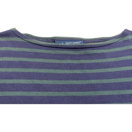 MADE IN FRANCE製 SAINT JAMES ボーダー柄半袖Tシャツ ネイビー×グリーン Mサイズ