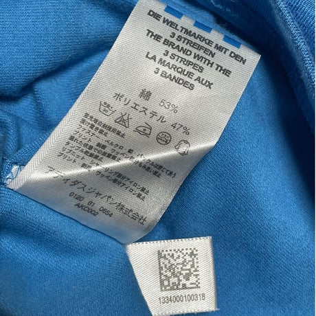 adidas フットボールシャツ型半袖Tシャツ ブルー Oサイズ