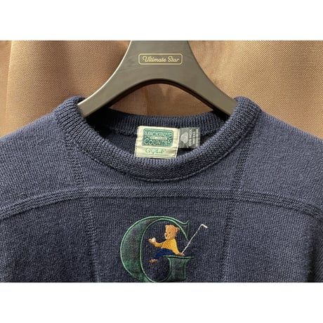 MADE IN NEW ZEALAND製 MACKENZIE COUNTRY GOLF クルーネックウールセーター ネイビー Mサイズ
