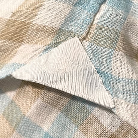 ▲訳あり商品▲ 【BARNEYS NEWYORK 取り扱い】 MADE IN ITALY製 Finamore ギンガムチェック柄 長袖リネンスキッパーシャツ マルチカラー Sサイズ