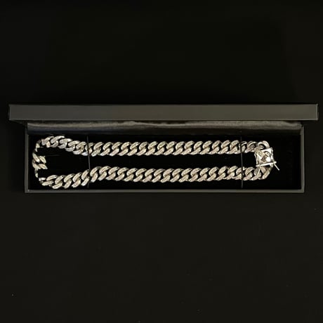 シルバー925製 AVALANCHE 専用BOX付き ジルコニアマイアミキューバンネックレス シルバー 幅12mm×45cm