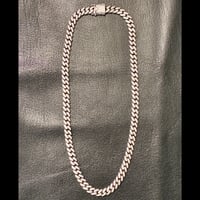 シルバー925製 ジルコニアマイアミキューバンネックレス シルバー 幅8mm×46cm