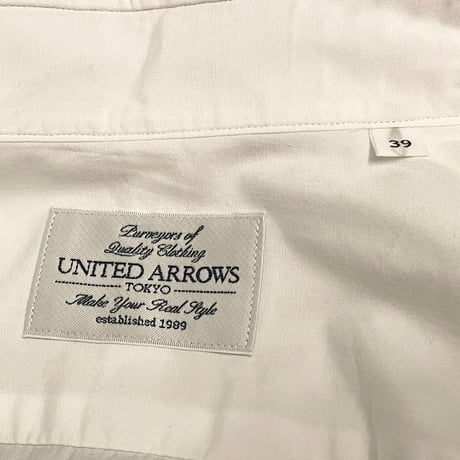 MADE IN JAPAN製 UNITED ARROWS 長袖タブカラーシャツ ホワイト 39サイズ