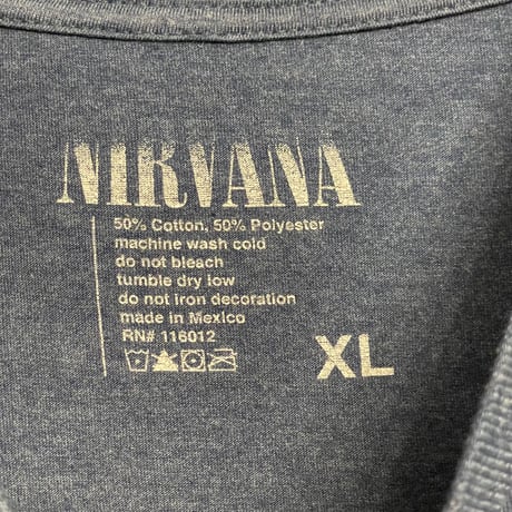 MADE IN MEXICO製 NIRVANA 2015年モデル スマイルマークプリント バンドTシャツ ネイビー XLサイズ