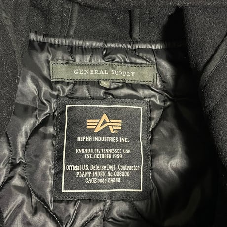 ALPHA INDUSTRIES × SHIPS GENERAL SUPPLY 中綿キルティング加工ダッフルコート ブラック Lサイズ