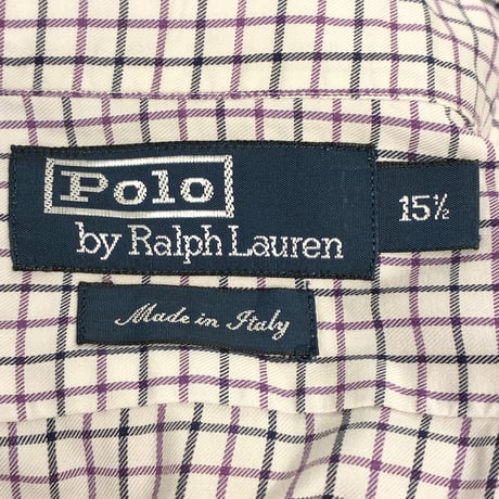 レア MADE IN ITALY製 Polo by Ralph Lauren CIT製 ブロックチェック柄 長袖シャツ マルチカラー 15-1/2サイズ