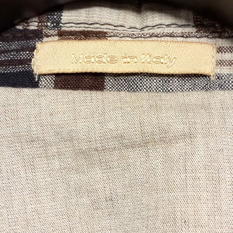 MADE IN ITALY製 Mr.Rick Tailor チェック柄 リネン100％ ダブルテーラードジャケット マルチカラー 44サイズ