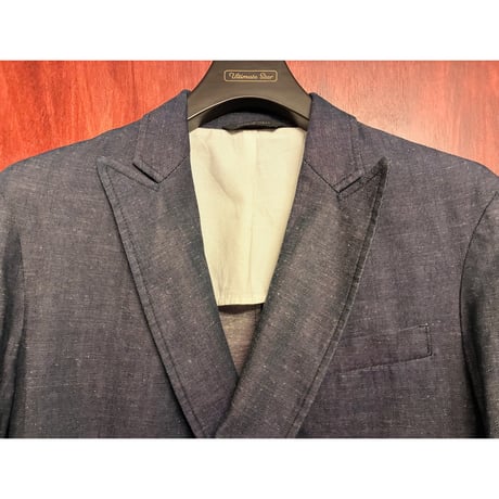 MADE IN ITALY製 Care label Premium Garment デニムダブルテーラードジャケット インディゴ Sサイズ